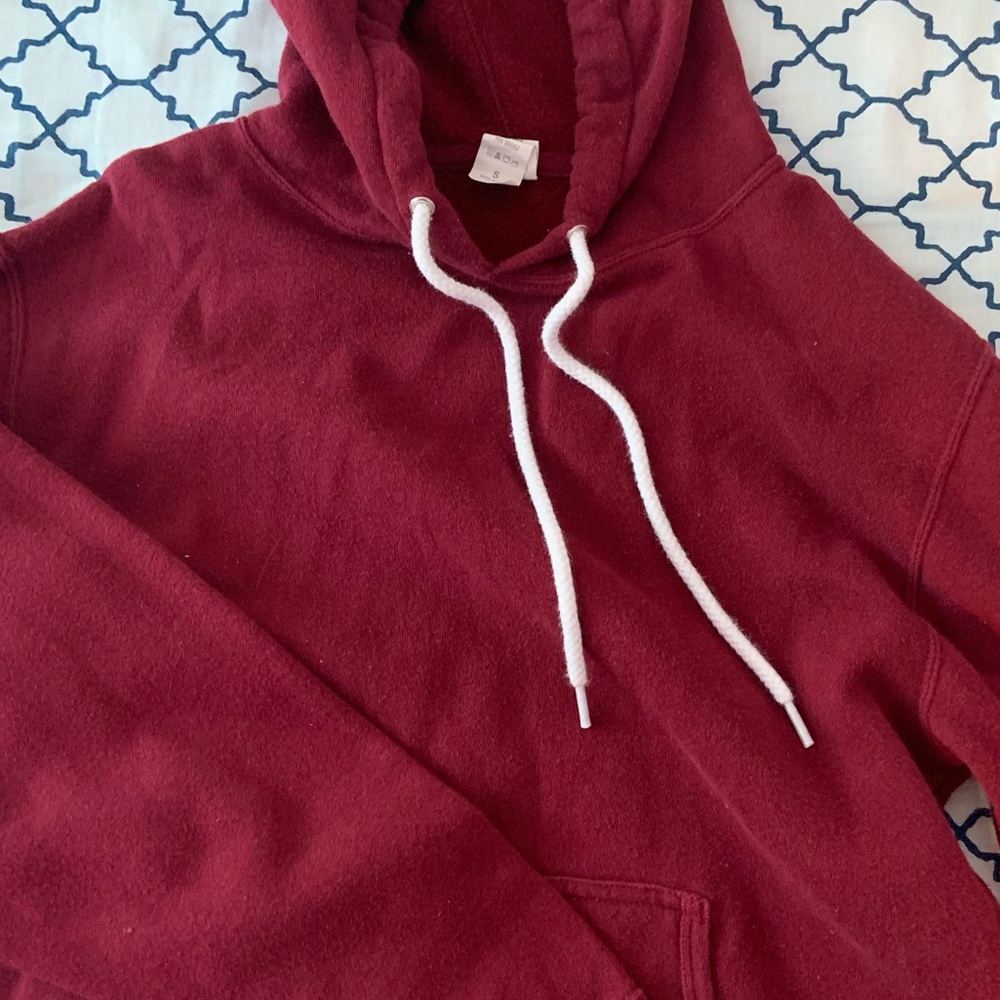maroon and grey hoodie